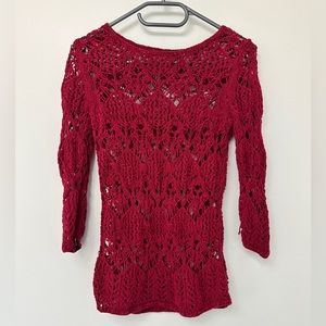 Red/pink open knit sweater